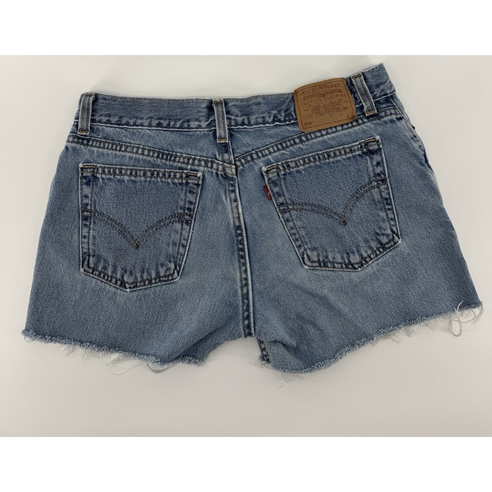 VTG Levi's 518 Women's High Rise Cut Off Denim Shorts Distressed Size 29W USA